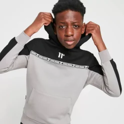 11 Degrees Taped Pullover Hoodie – Silver/Black