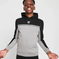 11 Degrees Taped Pullover Hoodie – Silver/Black