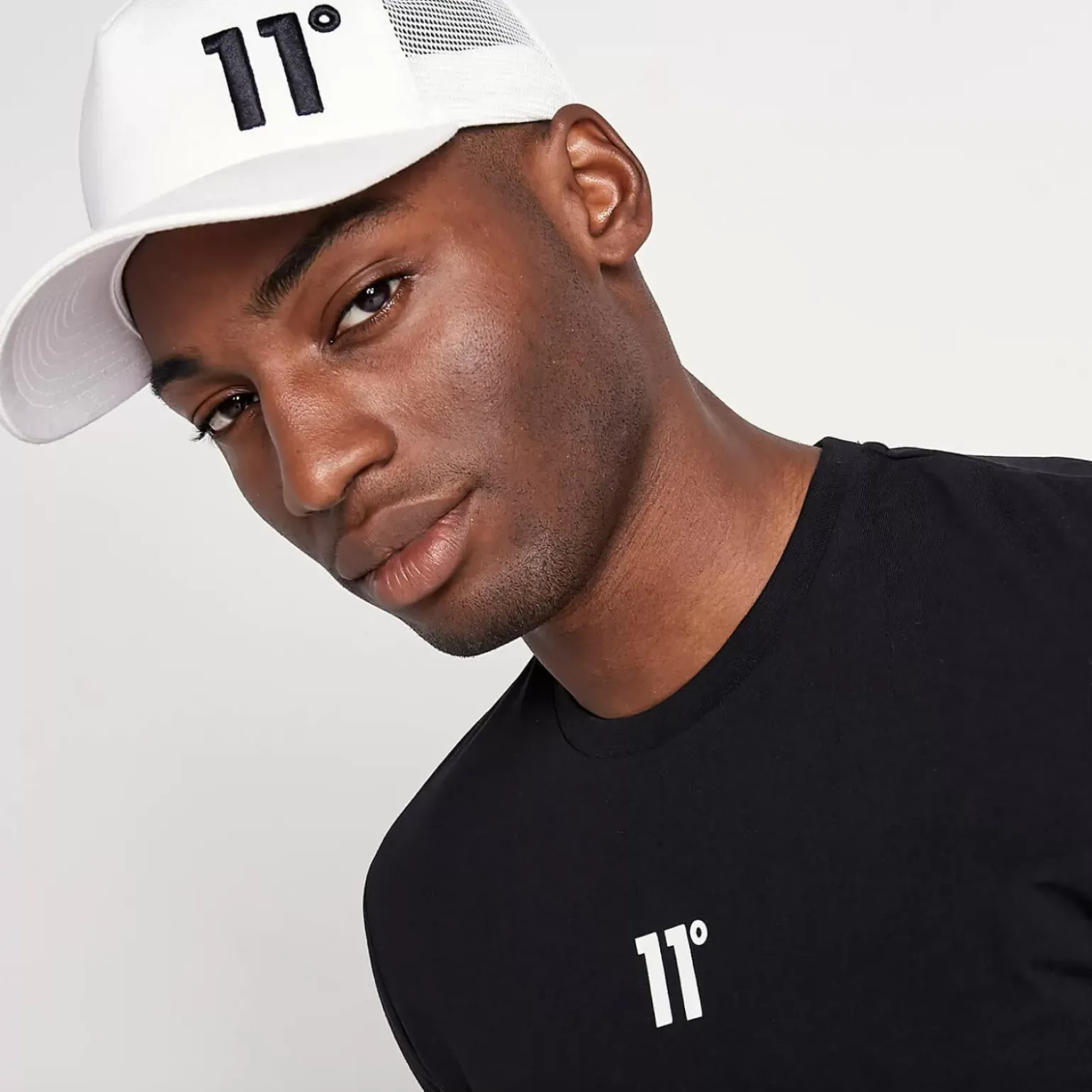 11 Degrees Trucker Cap High Build Logo – White