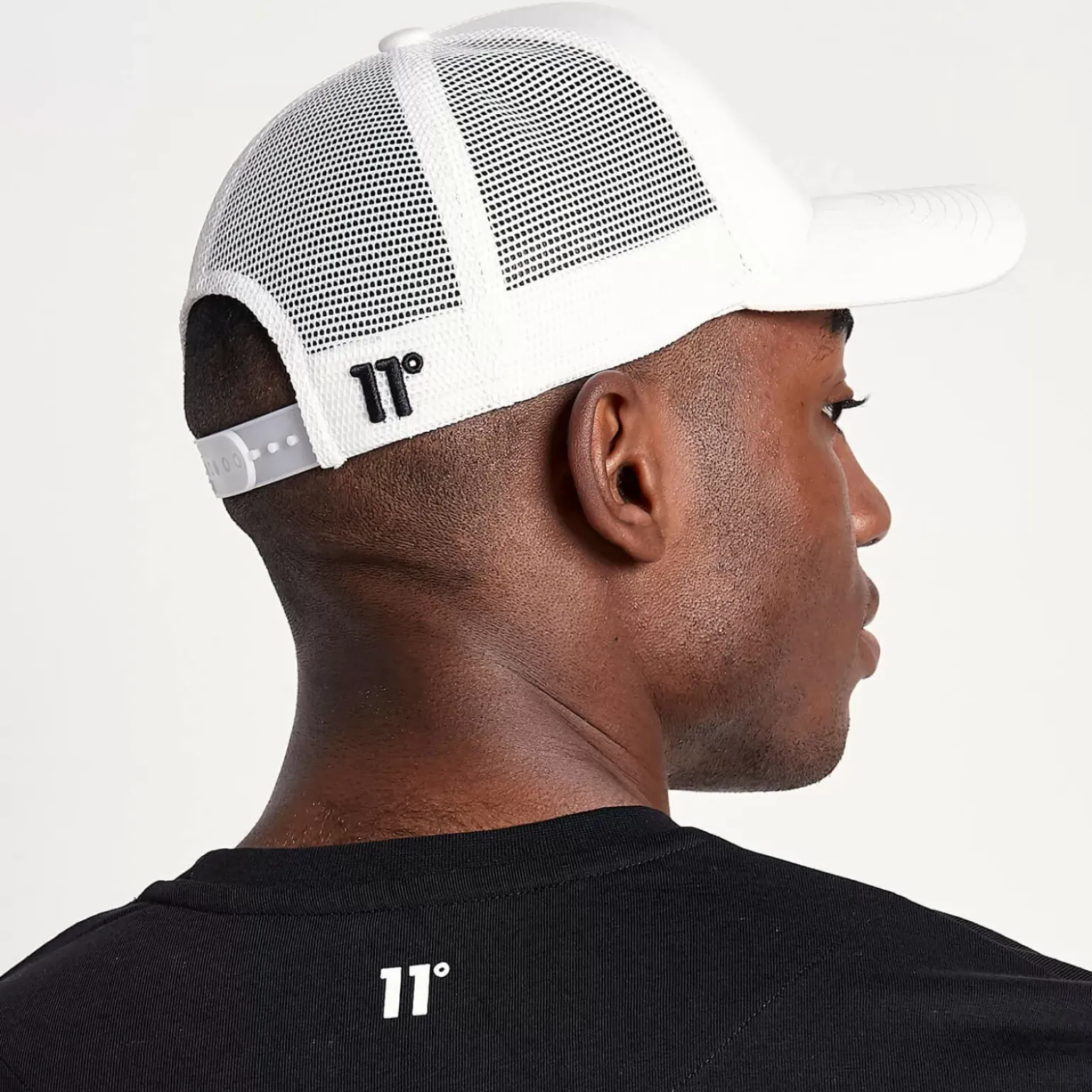 11 Degrees Trucker Cap High Build Logo – White