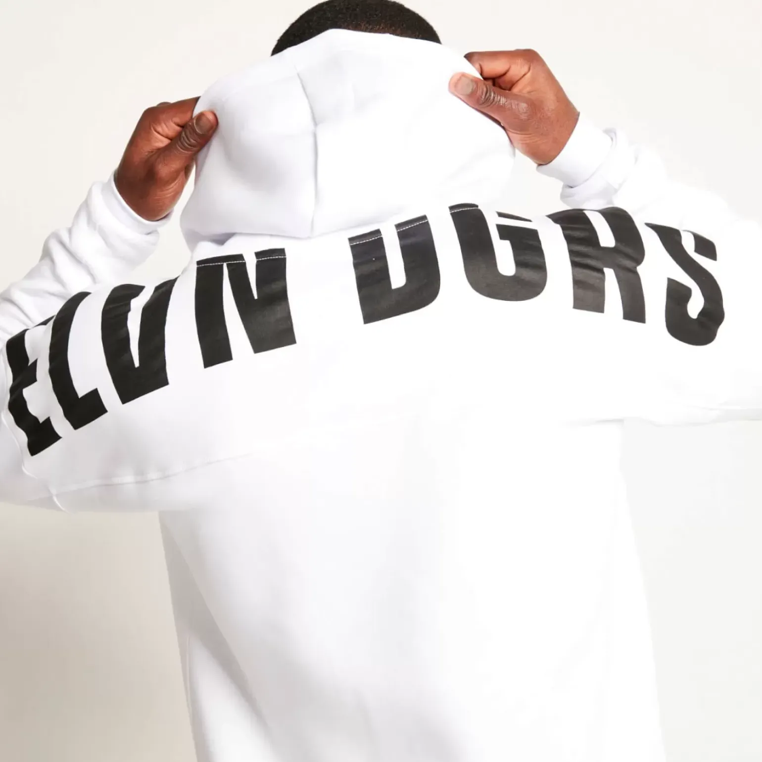 11 Degrees Unisex Large Logo Oversized Pullover Hoodie - White