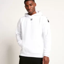 11 Degrees Unisex Large Logo Oversized Pullover Hoodie - White