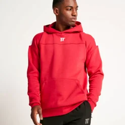 11 Degrees Unisex Large Logo Oversized Pullover Hoodie - Ski Patrol Red