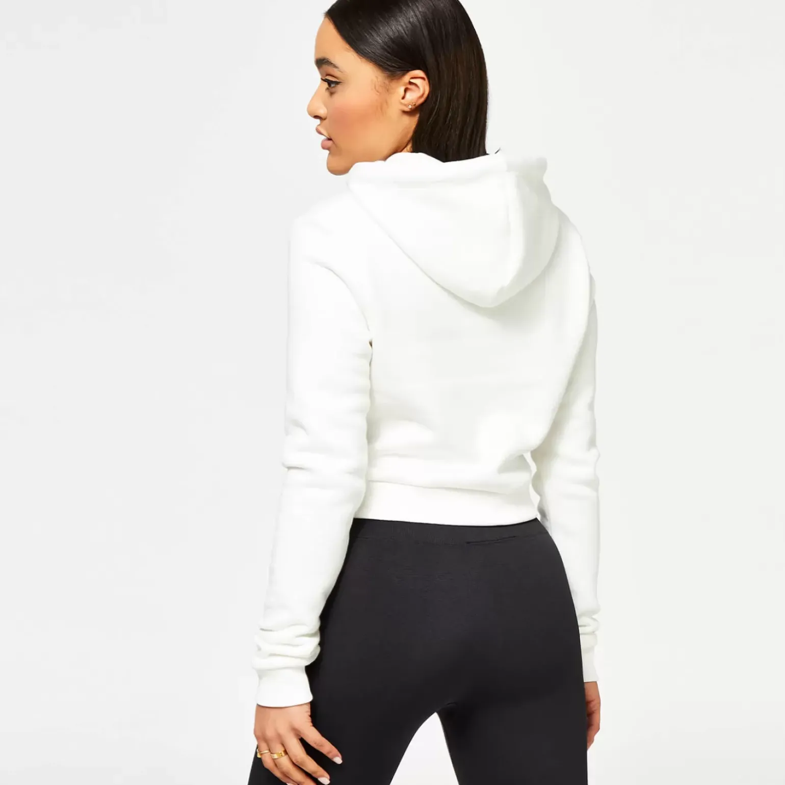 11 Degrees Women'S Box Graphic Cropped Pullover Hoodie - Coconut White