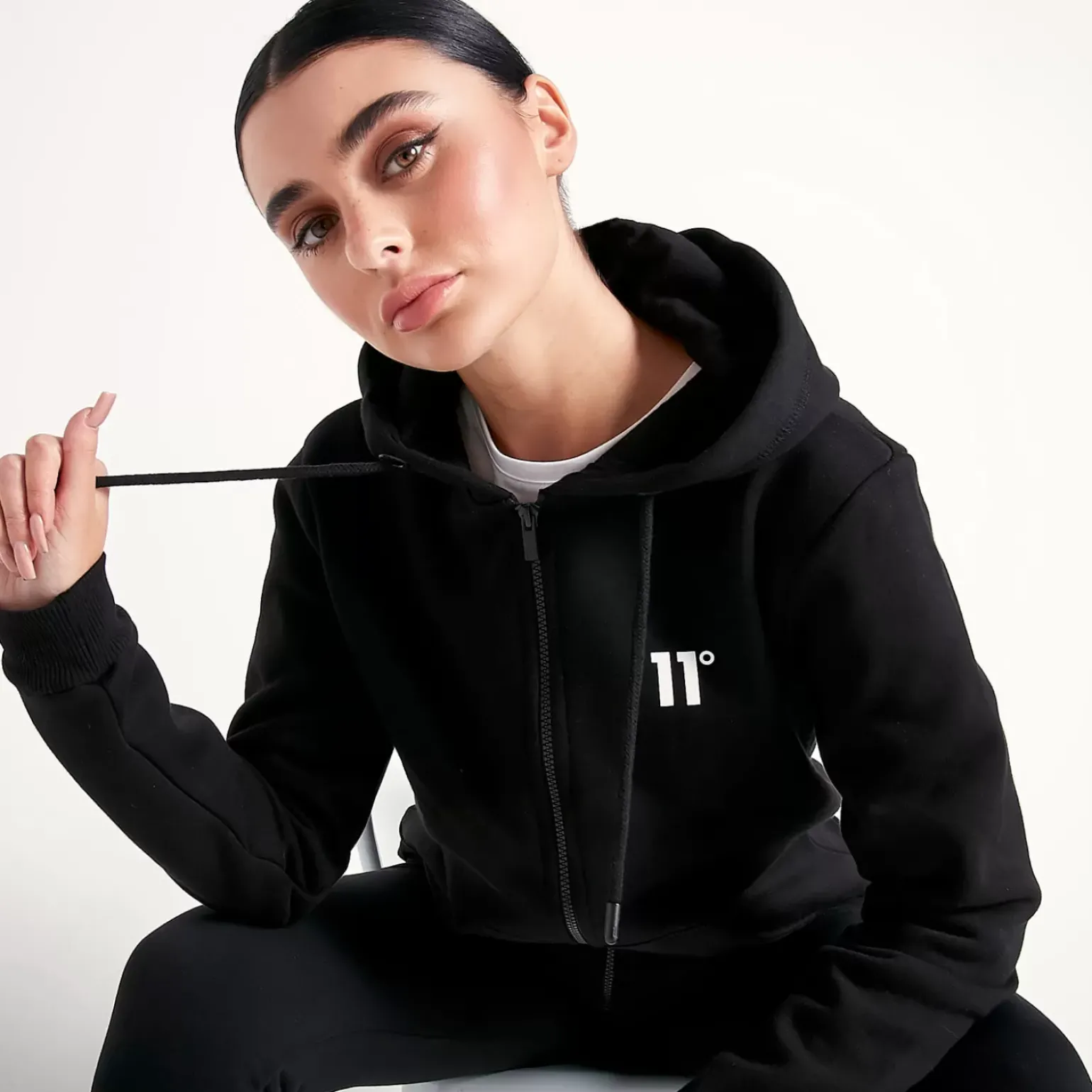 11 Degrees Womens Core Full Zip Hoodie – Black
