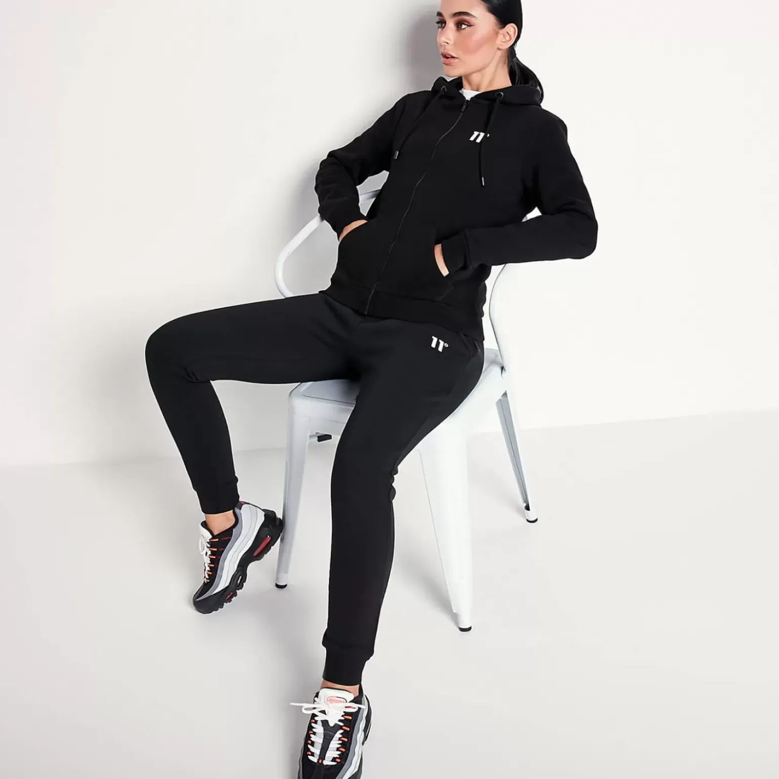 11 Degrees Womens Core Full Zip Hoodie – Black