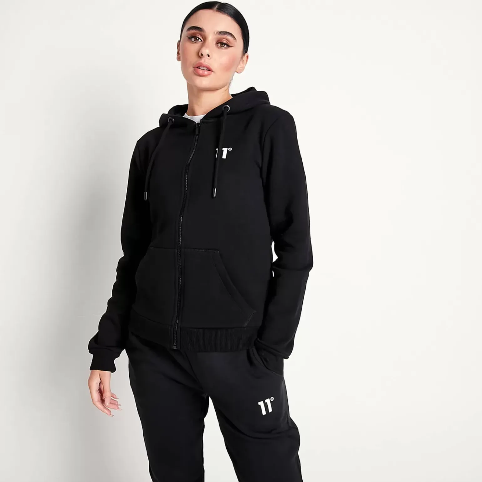 11 Degrees Womens Core Full Zip Hoodie – Black