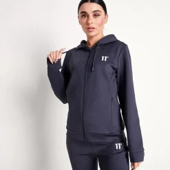 11 Degrees Womens Core Poly Track Top With Hood – Navy