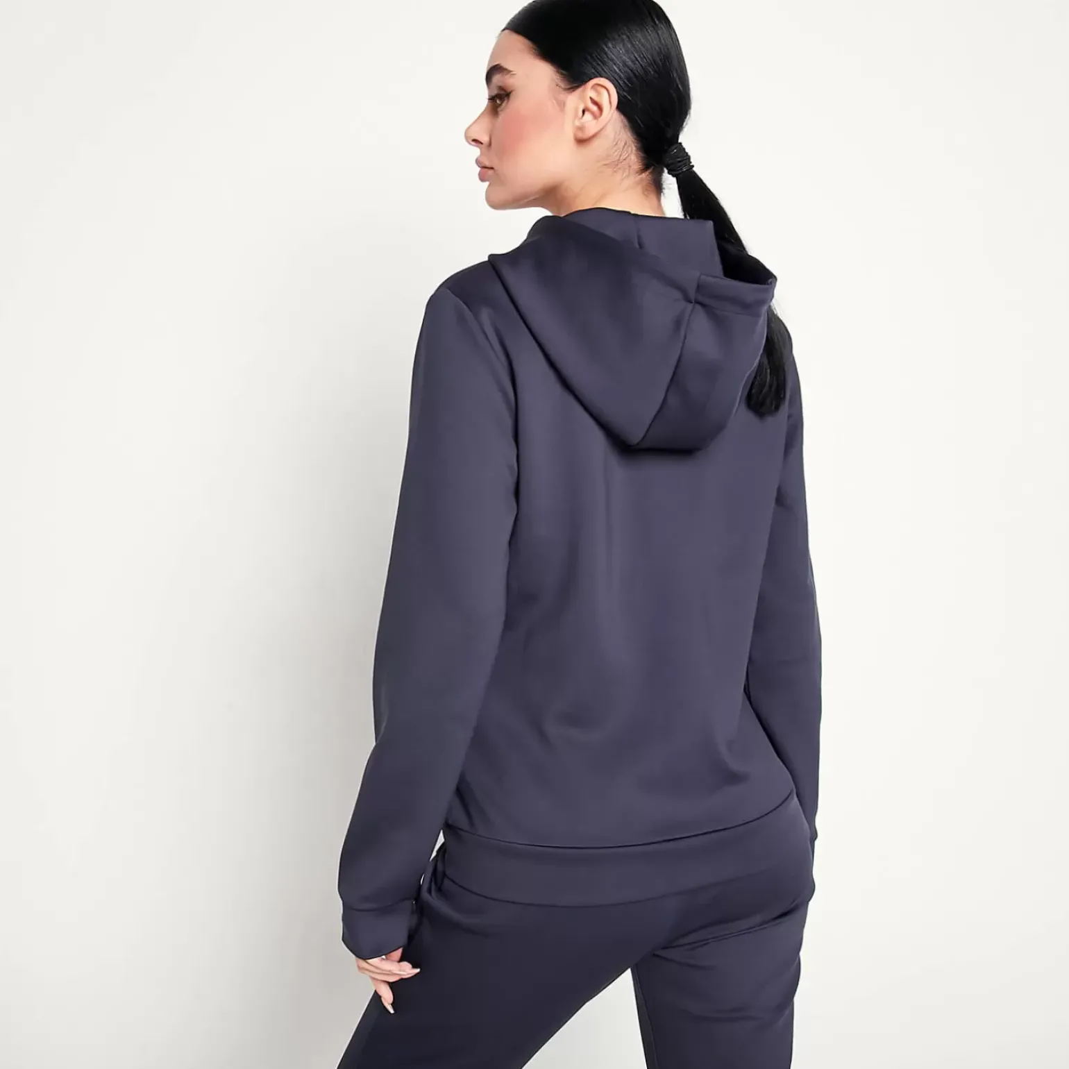 11 Degrees Womens Core Poly Track Top With Hood – Navy