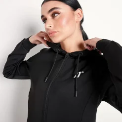 11 Degrees Womens Core Poly Track Top With Hood – Black