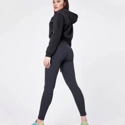 11 Degrees Womens Cropped Graphic Pullover Hoodie – Black