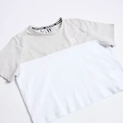 11 Degrees Womens Cut And Sew Cropped T-Shirt – Grey Marl / White