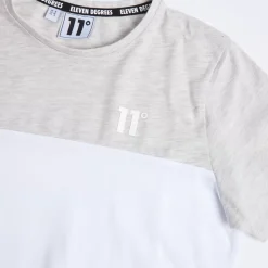 11 Degrees Womens Cut And Sew Cropped T-Shirt – Grey Marl / White