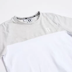 11 Degrees Womens Cut And Sew Cropped T-Shirt – Grey Marl / White