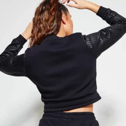 11 Degrees Womens Eclipse Cropped Sweatshirt – Black