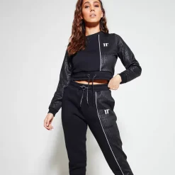 11 Degrees Womens Eclipse Cropped Sweatshirt – Black