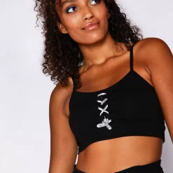 11 Degrees Womens Lace Up Bra – Black
