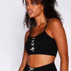 11 Degrees Womens Lace Up Bra – Black