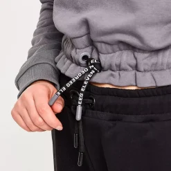 11 Degrees Womens Paperbag Waist Cropped Sweatshirt – Shadow Grey