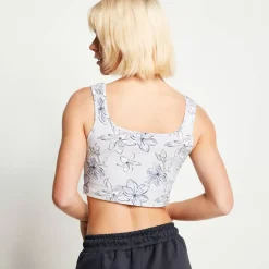 11 Degrees Womens Printed Square Neck Vest – Grey / Blue / White