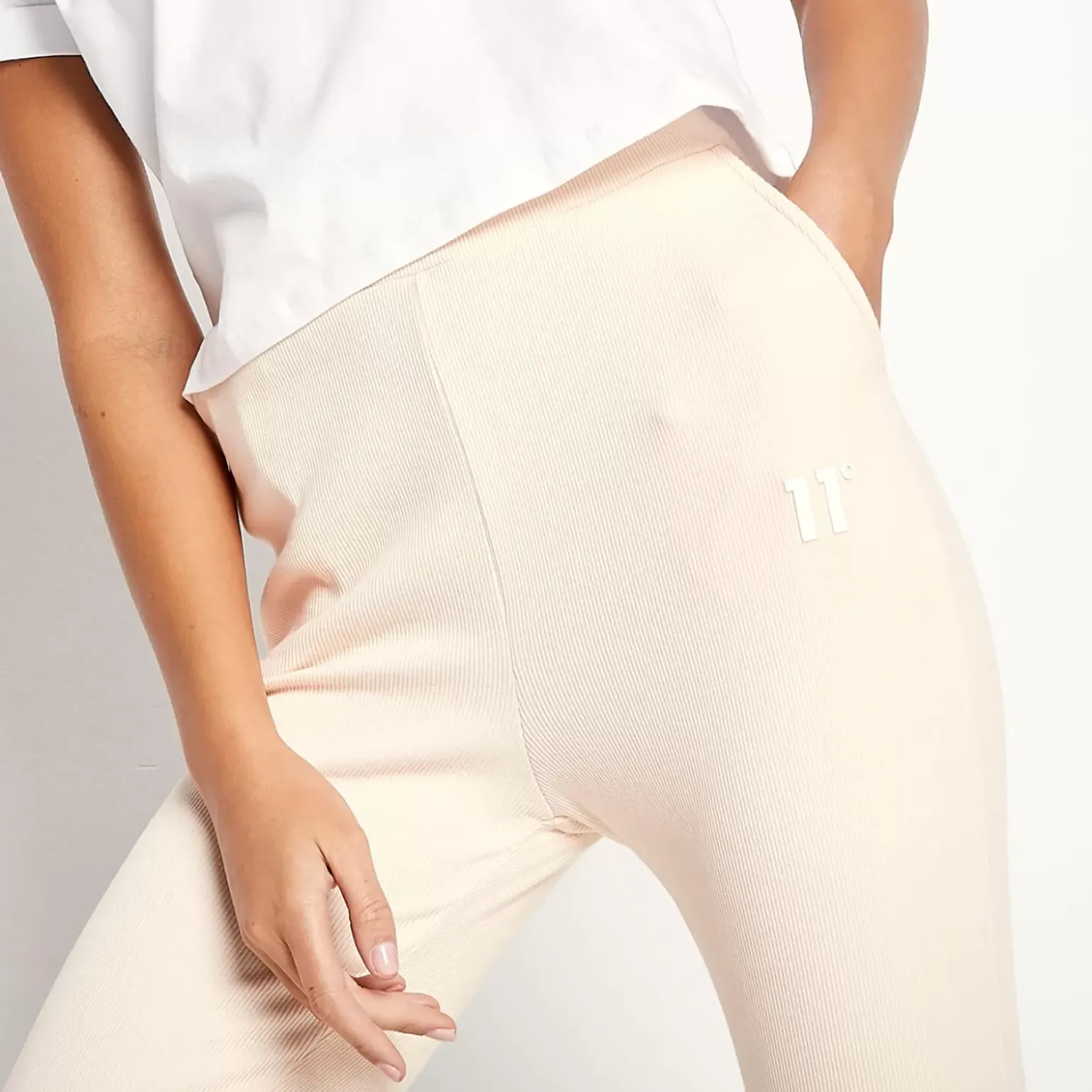 11 Degrees Womens Sustainable Slim Fit Rib Lounge Joggers – Sunkiss Pink