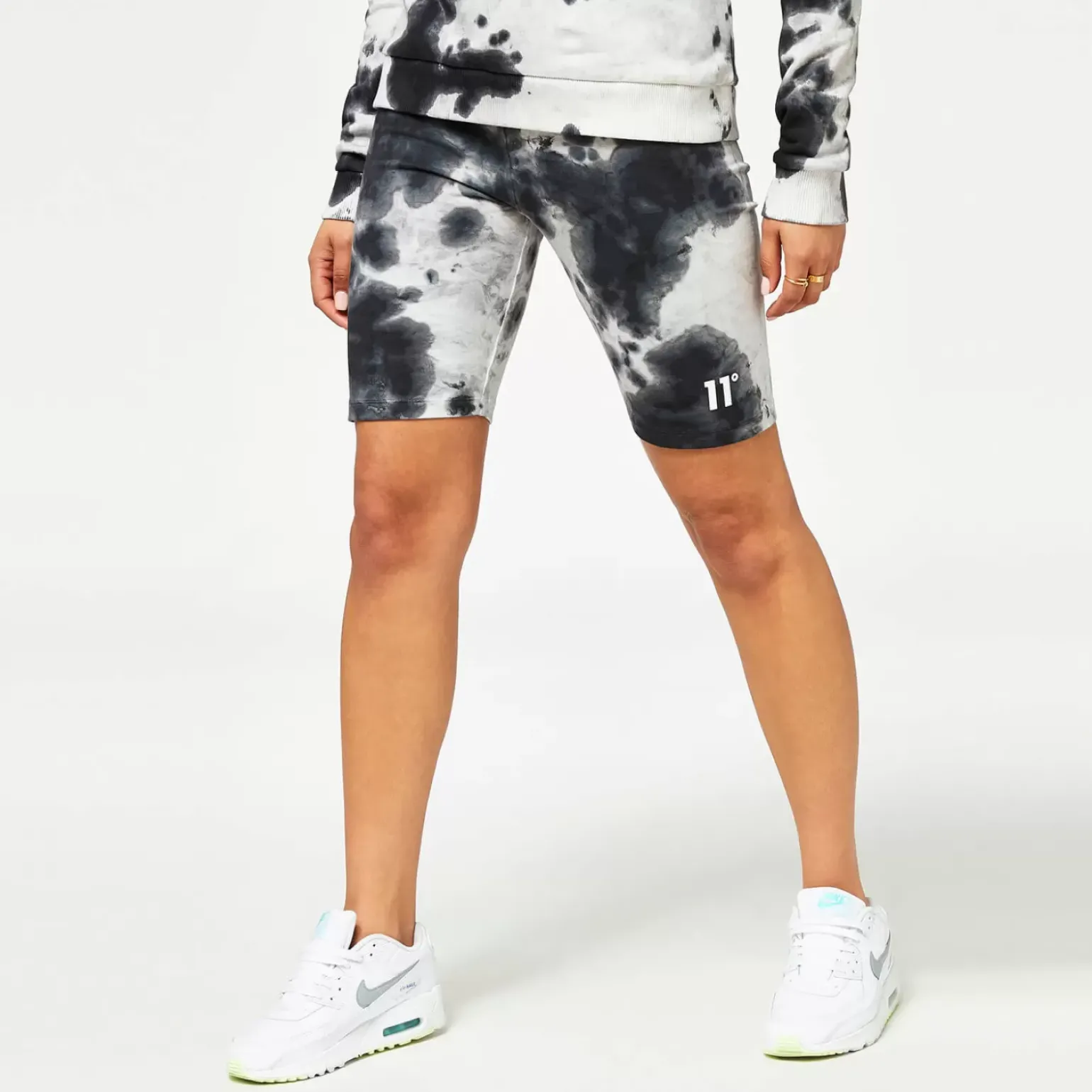 11 Degrees Womens Tie Dye Cycling Shorts – White / Black