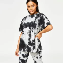 11 Degrees Womens Tie Dye Short Sleeve T-Shirt – White / Black