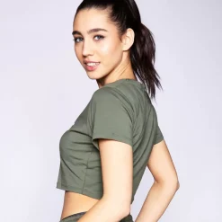 11 Degrees Womens Utility Cropped T-Shirt – Khaki