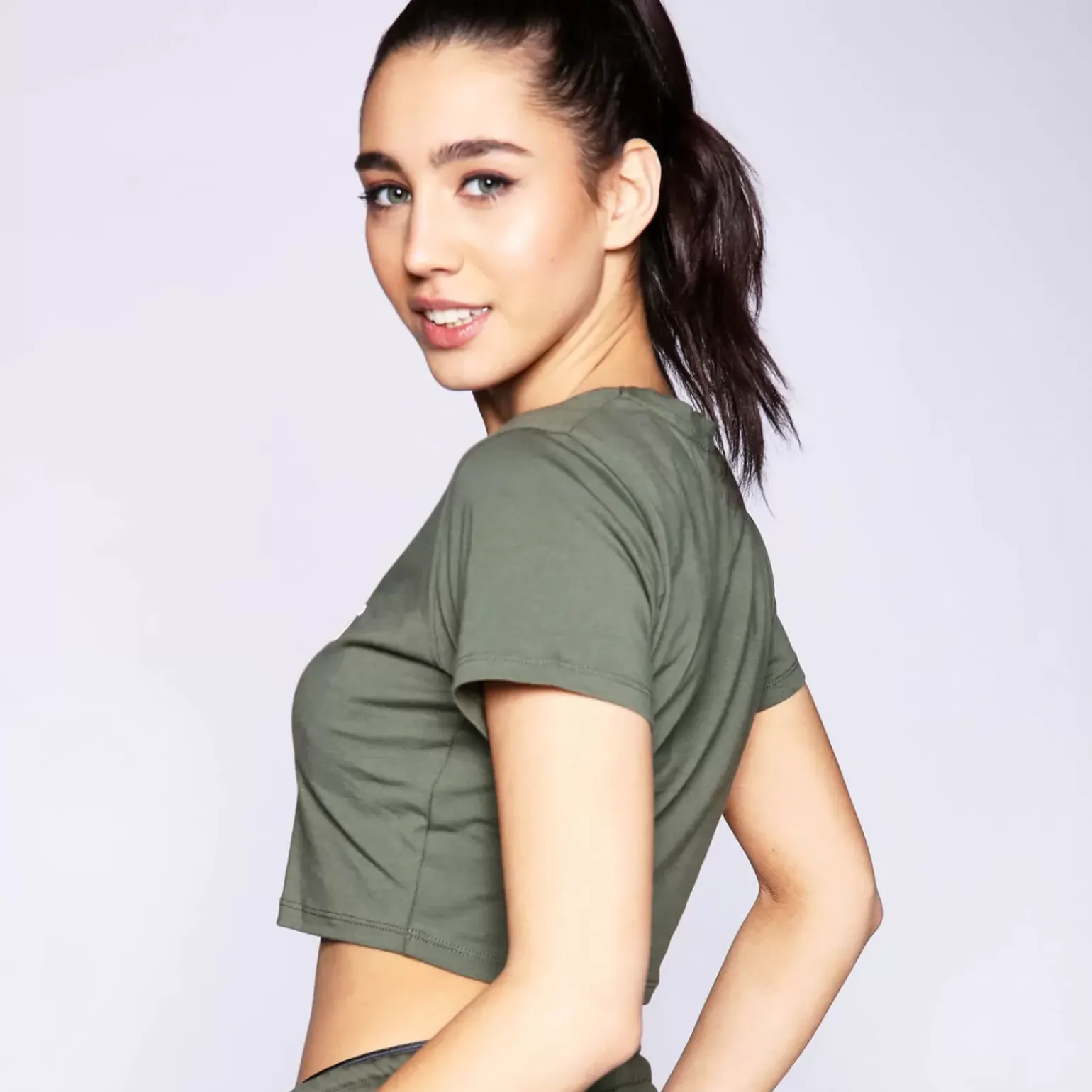 11 Degrees Womens Utility Cropped T-Shirt – Khaki