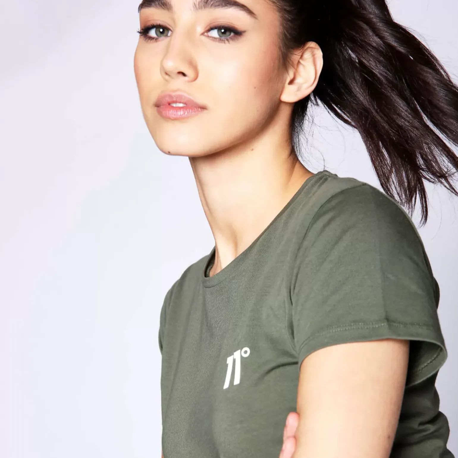 11 Degrees Womens Utility Cropped T-Shirt – Khaki