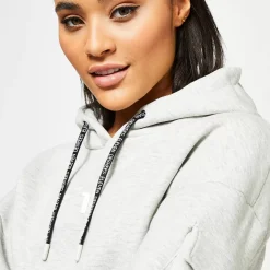 11 Degrees Womens Utility Cropped Pullover Hoodie – Grey Marl
