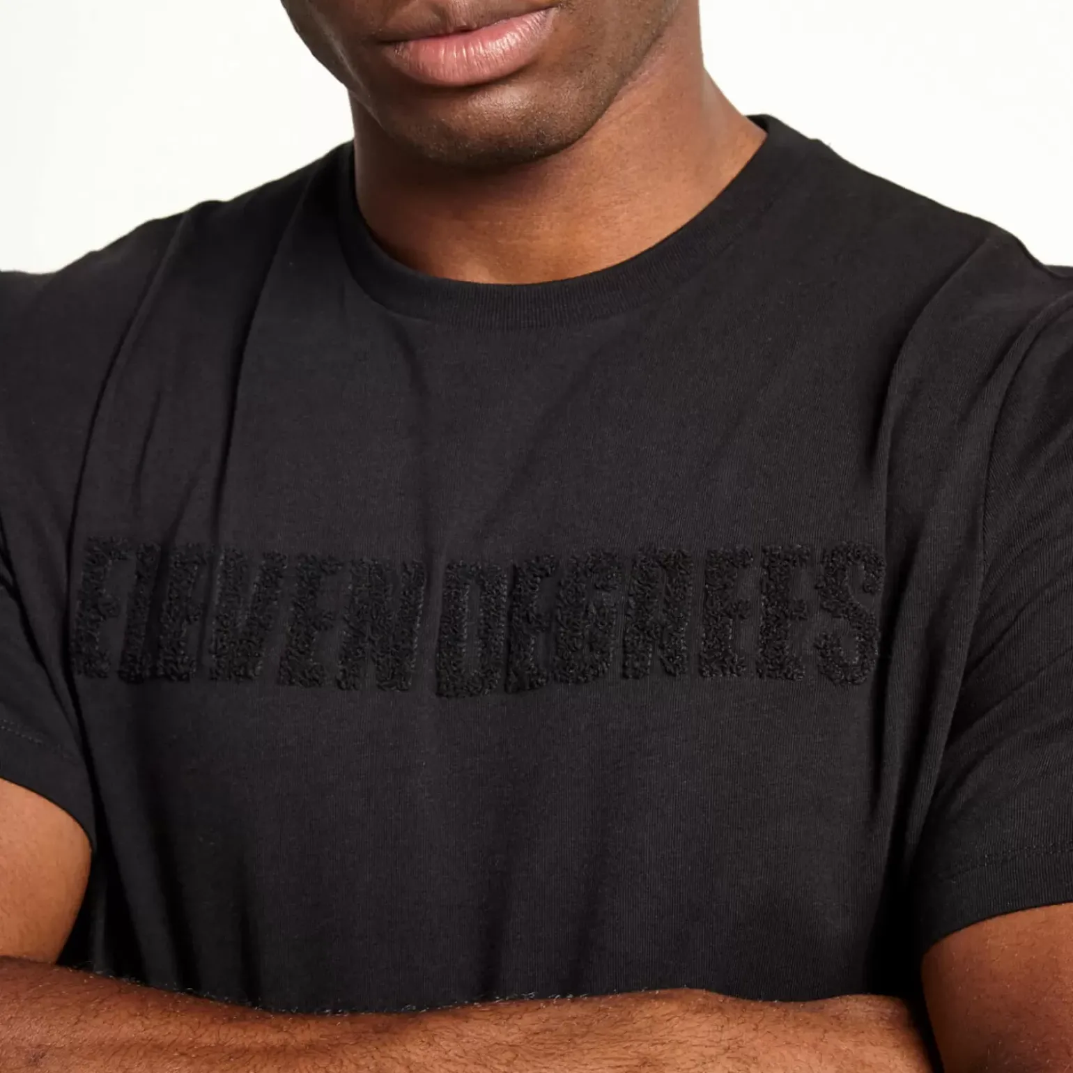 Chenille Applique Short Sleeve T-Shirt - Black