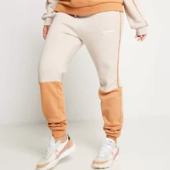 Colour Block Taped Joggers – Stone/Camel