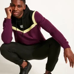 Cut And Sew Pullover Hoodie – Plum Purple/Black/Limeade