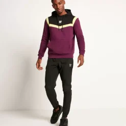 Cut And Sew Pullover Hoodie – Plum Purple/Black/Limeade