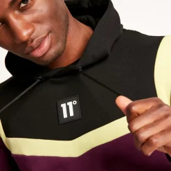 Cut And Sew Pullover Hoodie – Plum Purple/Black/Limeade