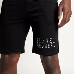 3D Embroidered Logo Sweat Shorts – Black