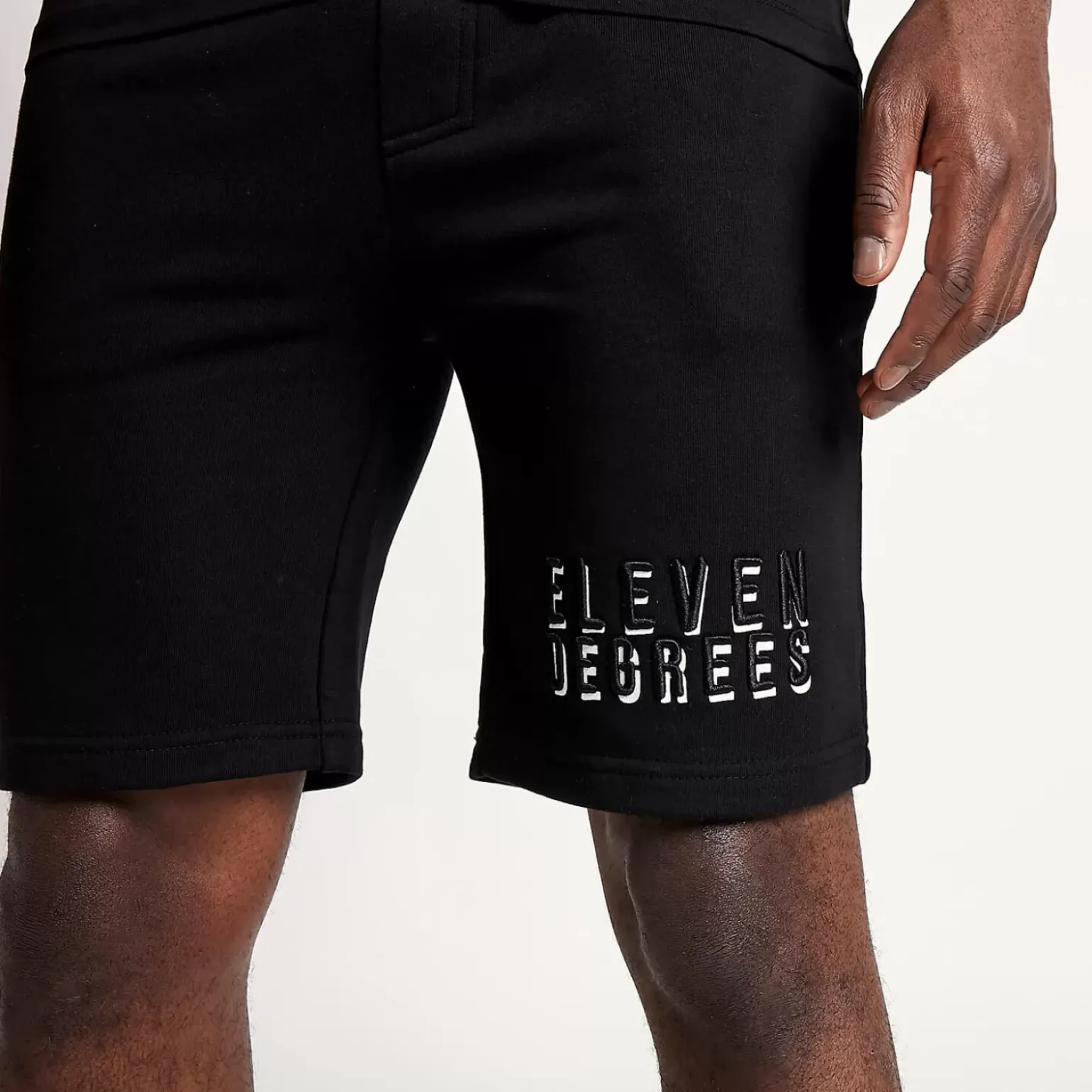 3D Embroidered Logo Sweat Shorts – Black