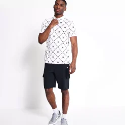 Golf Polo Shirt – White/ Raspberry Pink