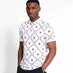 Golf Polo Shirt – White/ Raspberry Pink