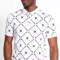 Golf Polo Shirt – White/ Raspberry Pink