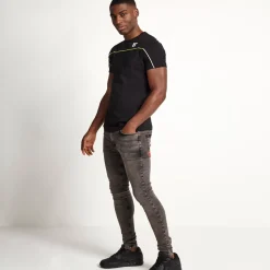 Gradient Piping Short Sleeve T-Shirt – Black