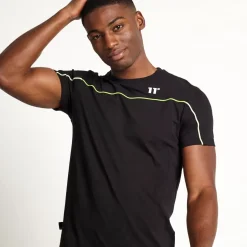 Gradient Piping Short Sleeve T-Shirt – Black