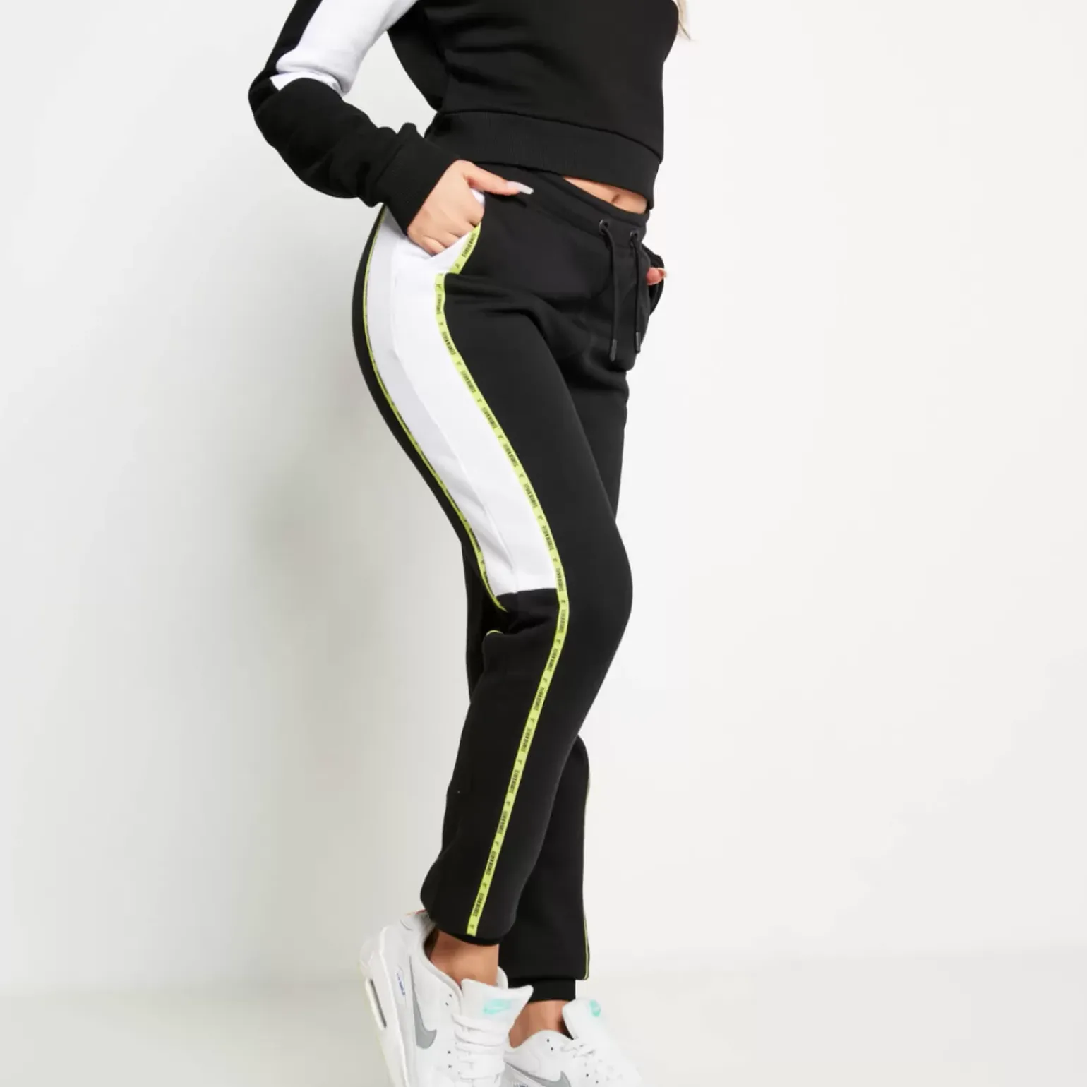 Micro Taped Cut And Sew Joggers – Black/White