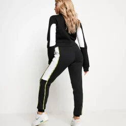 Micro Taped Cut And Sew Joggers – Black/White