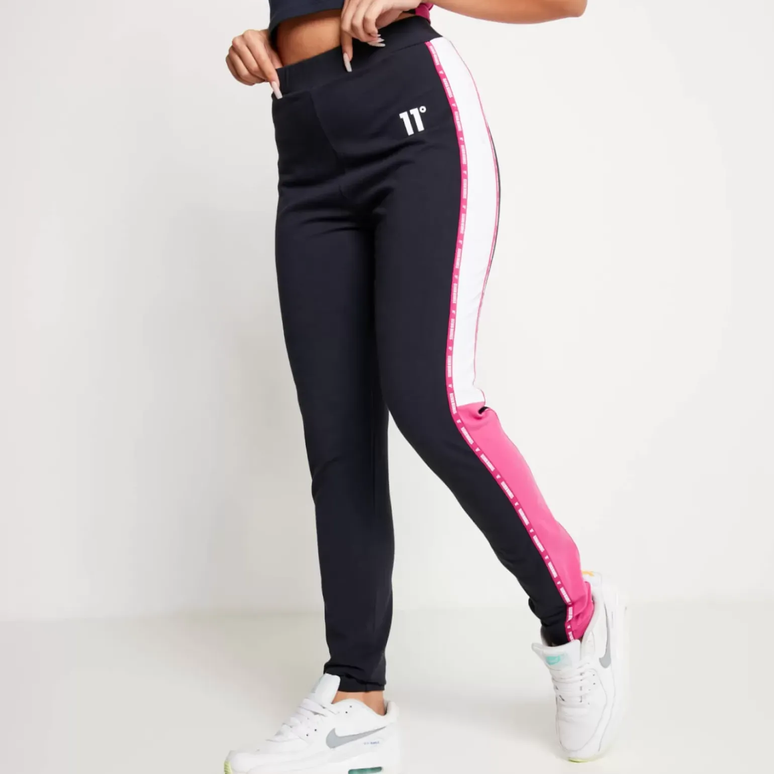 Micro Taped Cut And Sew Leggings – Navy/Raspberry Pink/White