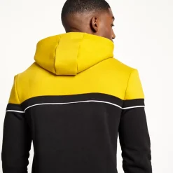 Piped Cut And Sew Pullover Hoodie – Black/Gold Palm