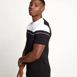 Piped Cut And Sew Short Sleeve T-Shirt – Black/White