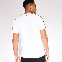 Sleeve Panel Taped T-Shirt - Neon Pink Glo / White