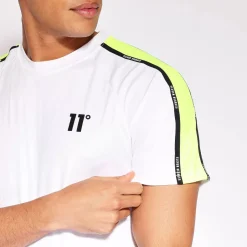 Sleeve Panel Taped T-Shirt - Neon Pink Glo / White